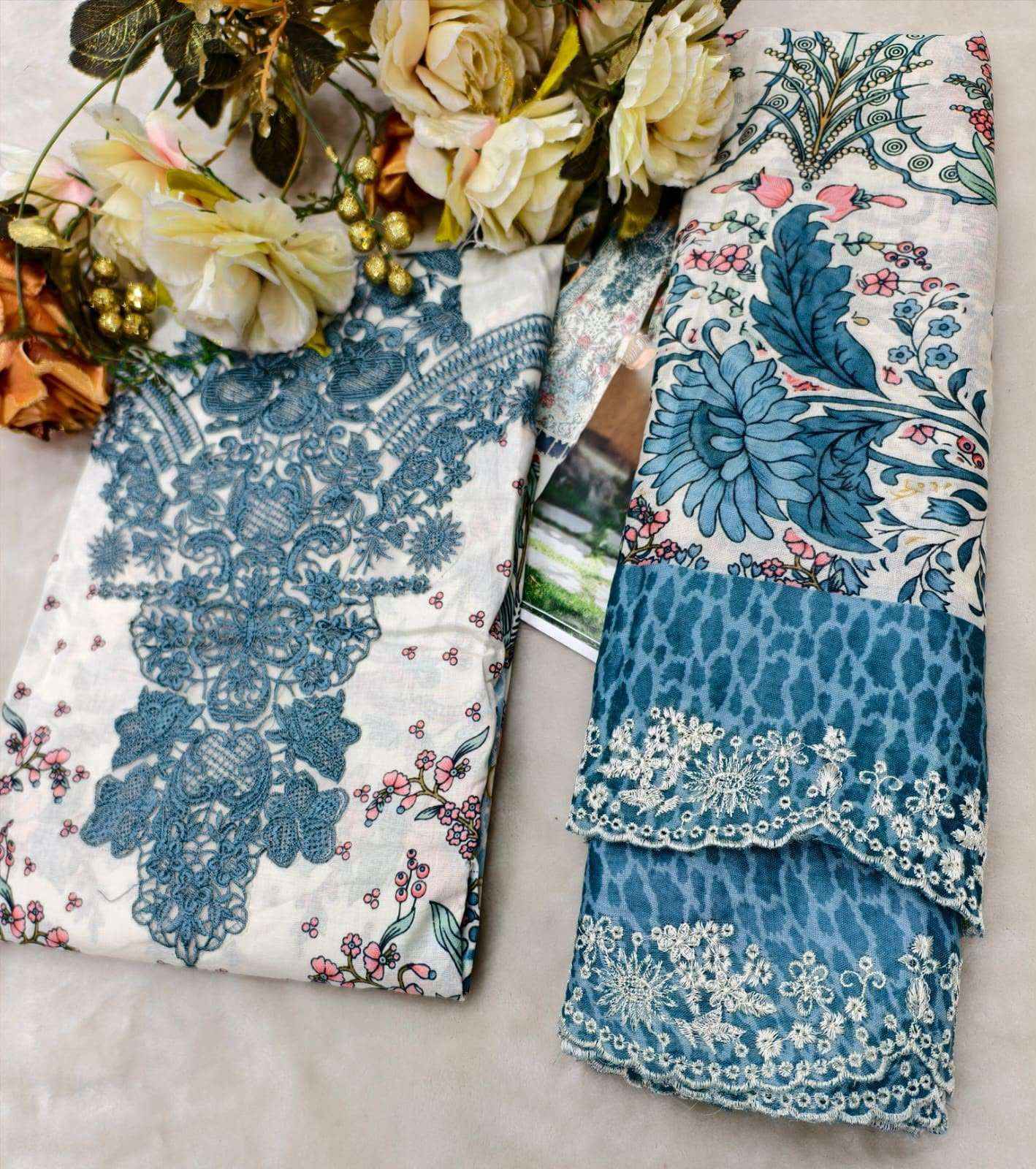 COSMOS FASHION NEEDLE WONDER VOL 5 LAWN COTTON EMBROIDERY WORK SUIT ( 8 PCS CATALOGUE )