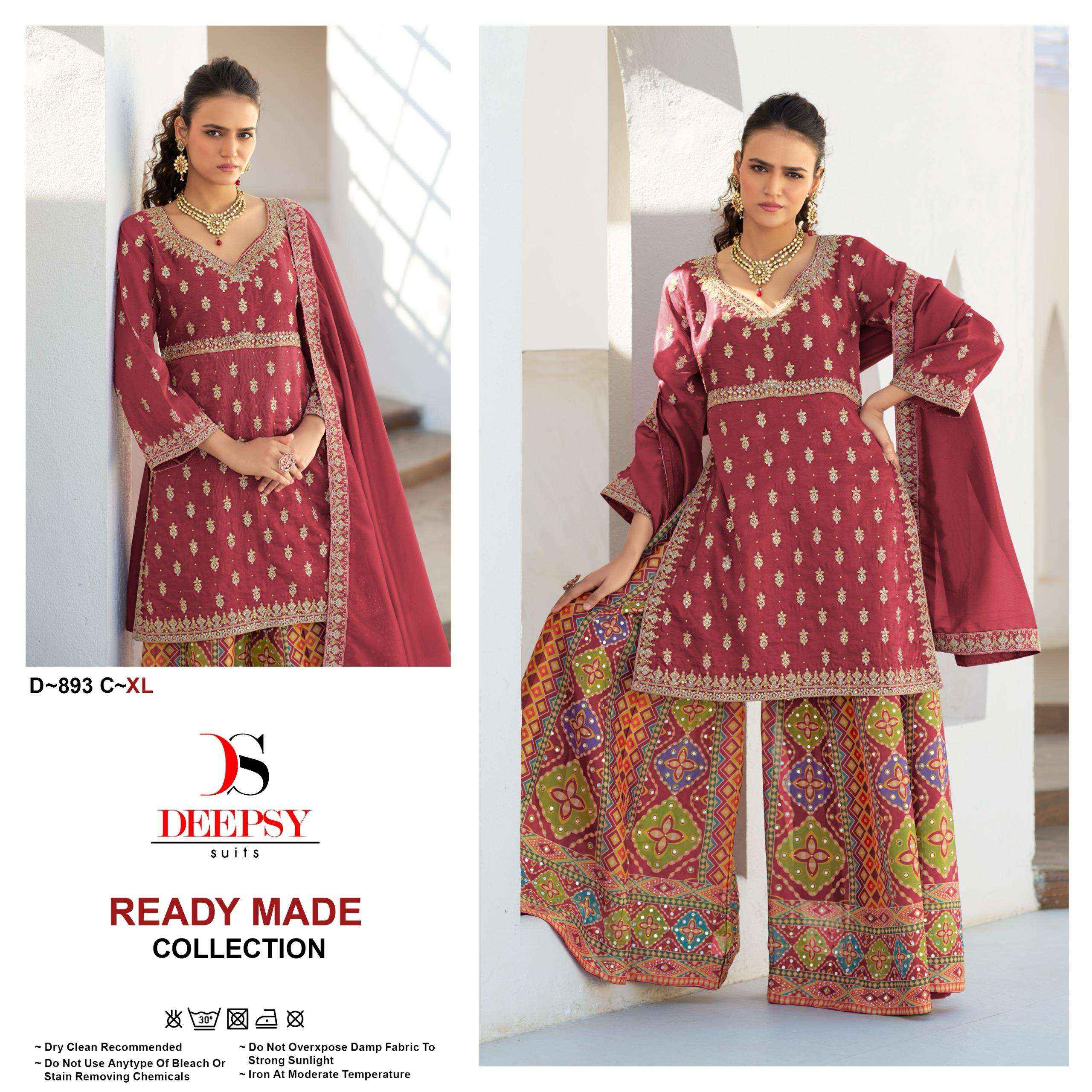 Deepsy D 893 Abcd Pakistani Designer 3 Piece Suit _ Surat Wholesale Market Price ( 4 Pcs Catalog )