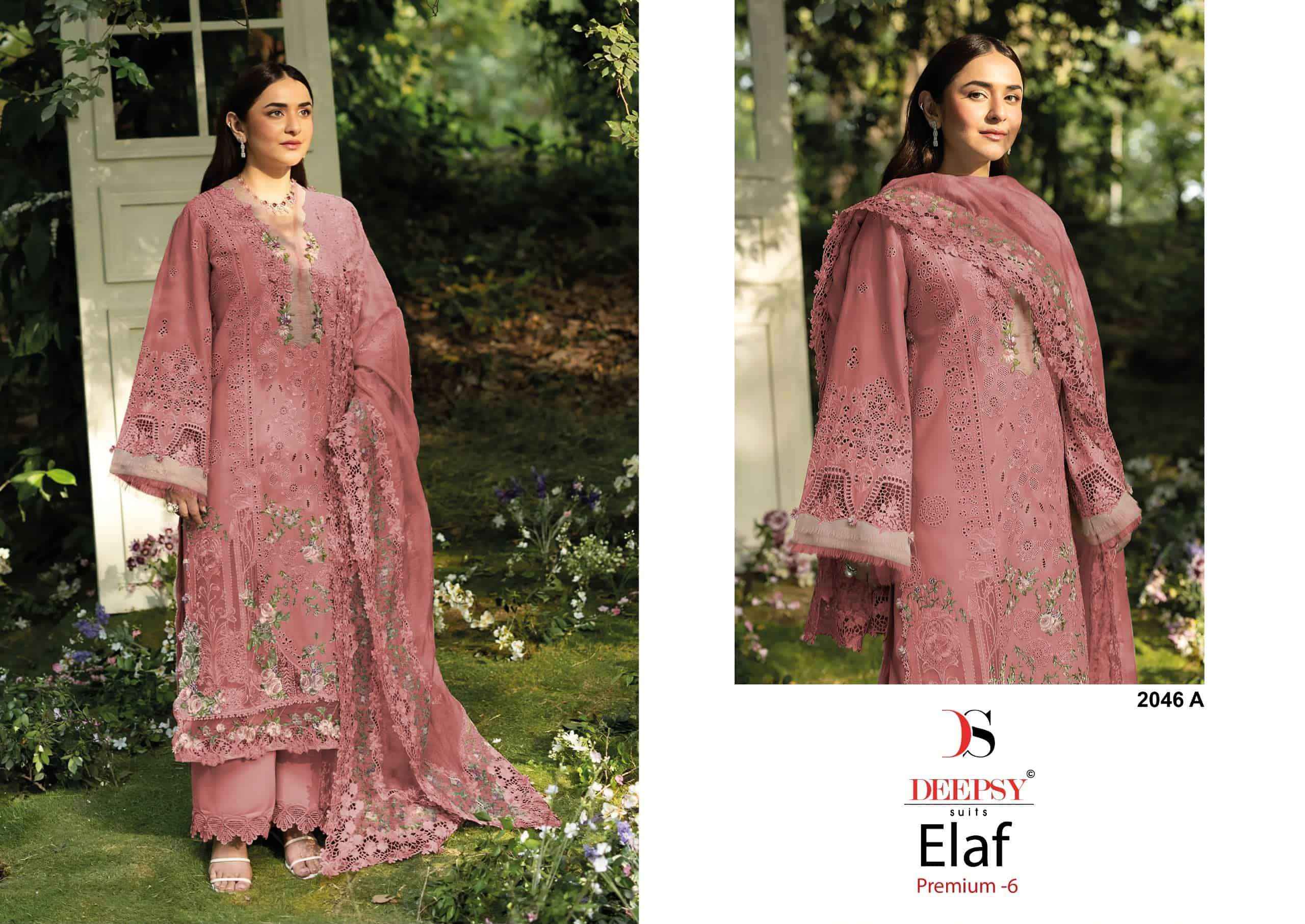Deepsy Elaf Premium 6 2046 ABCD Pakistani Cotton Suits Wholesale ( 4 Pcs Catalogue )