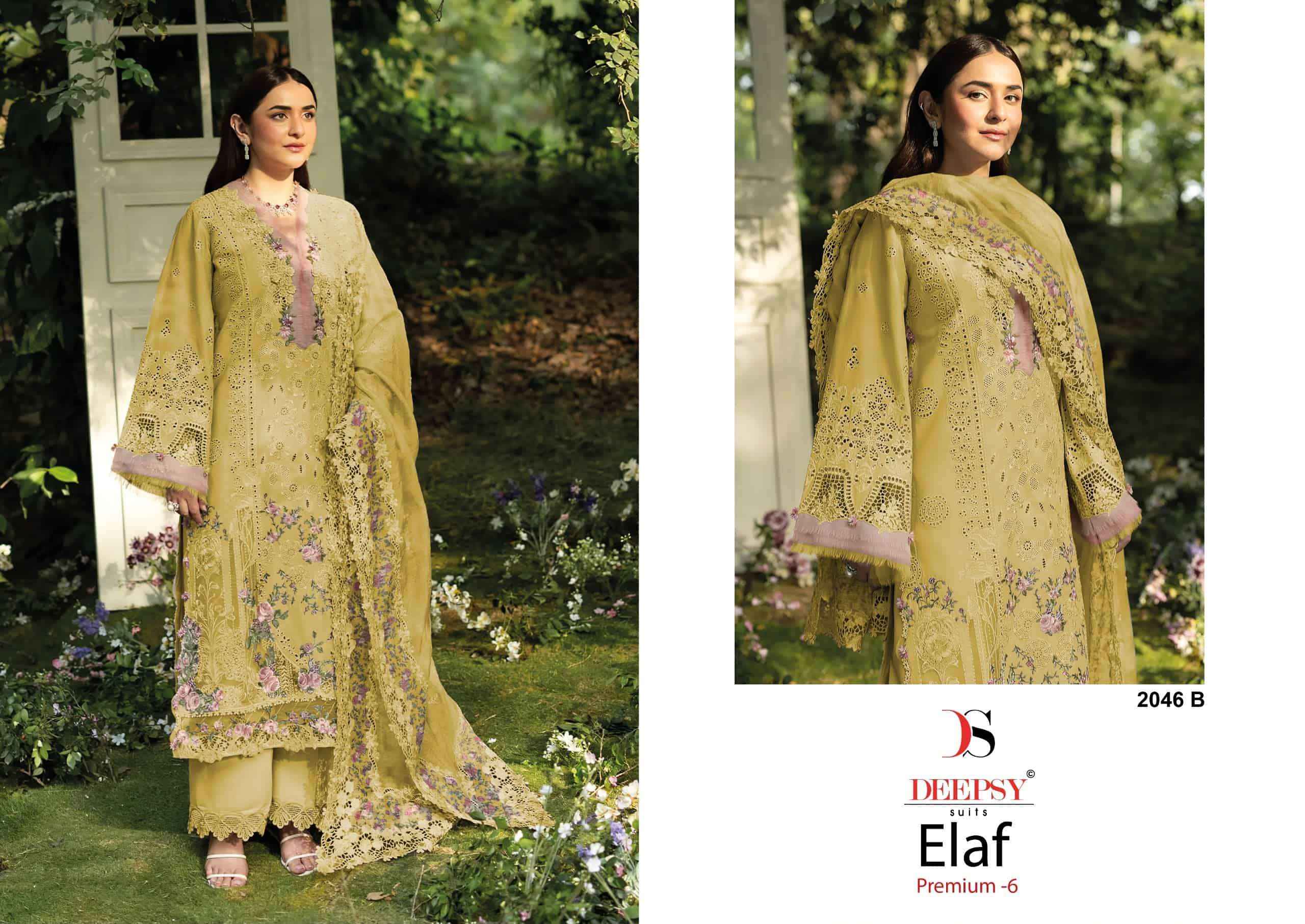 Deepsy Elaf Premium 6 2046 ABCD Pakistani Cotton Suits Wholesale ( 4 Pcs Catalogue )