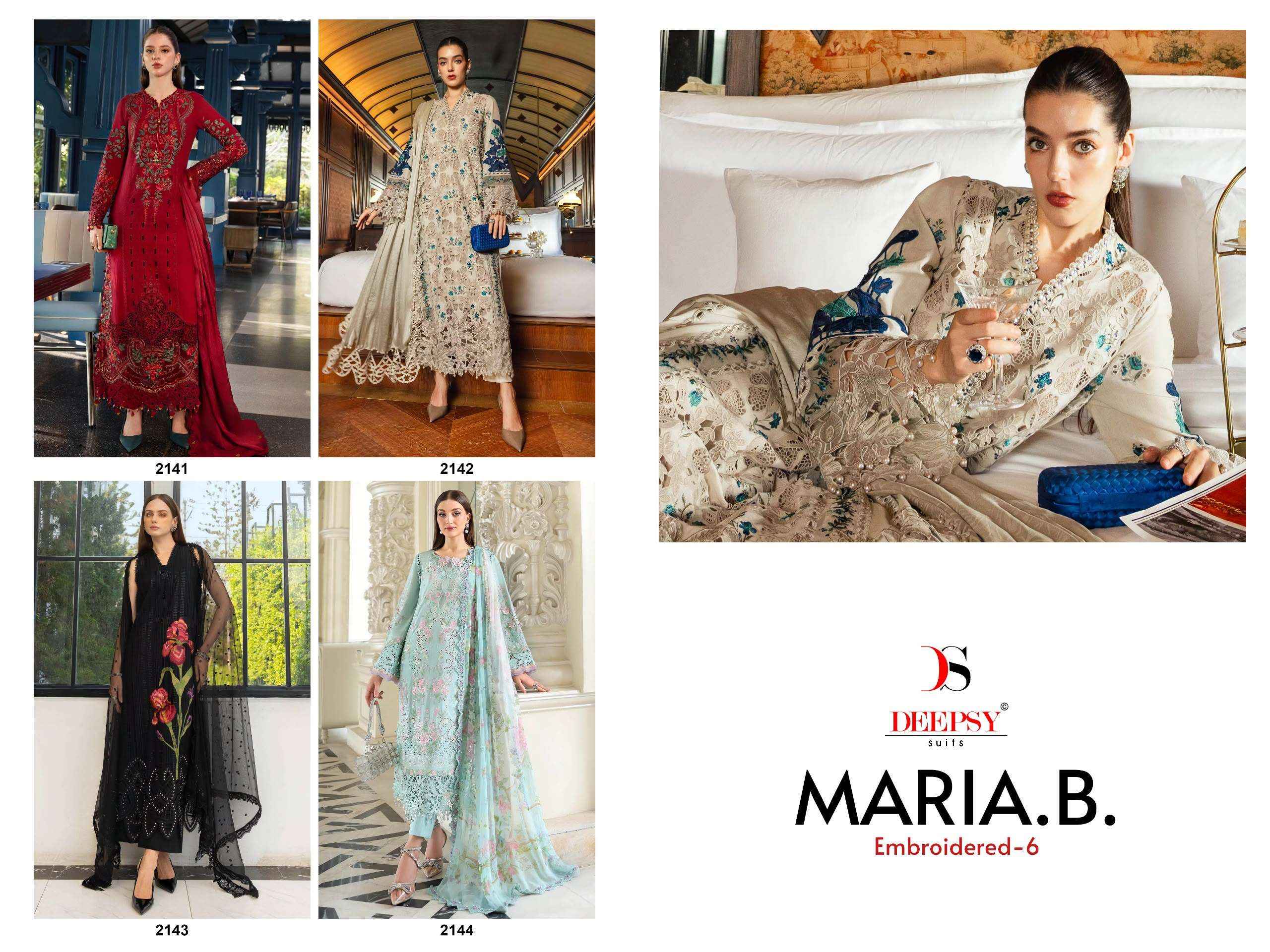 Deepsy Maria B Embroidered Vol 6 Cotton Pakistani Dress Material Wholesale Surat ( 4 pcs Catalogue )