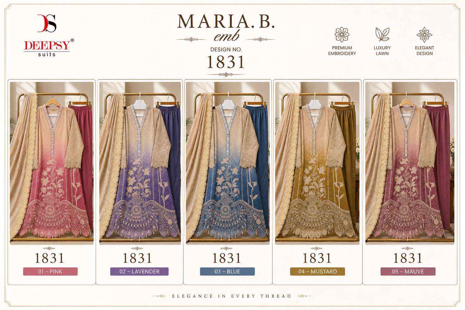 Deepsy Suits 1831 Colors Readymade Pakistani Readymade Suits ( 5 Pcs Catalogue )