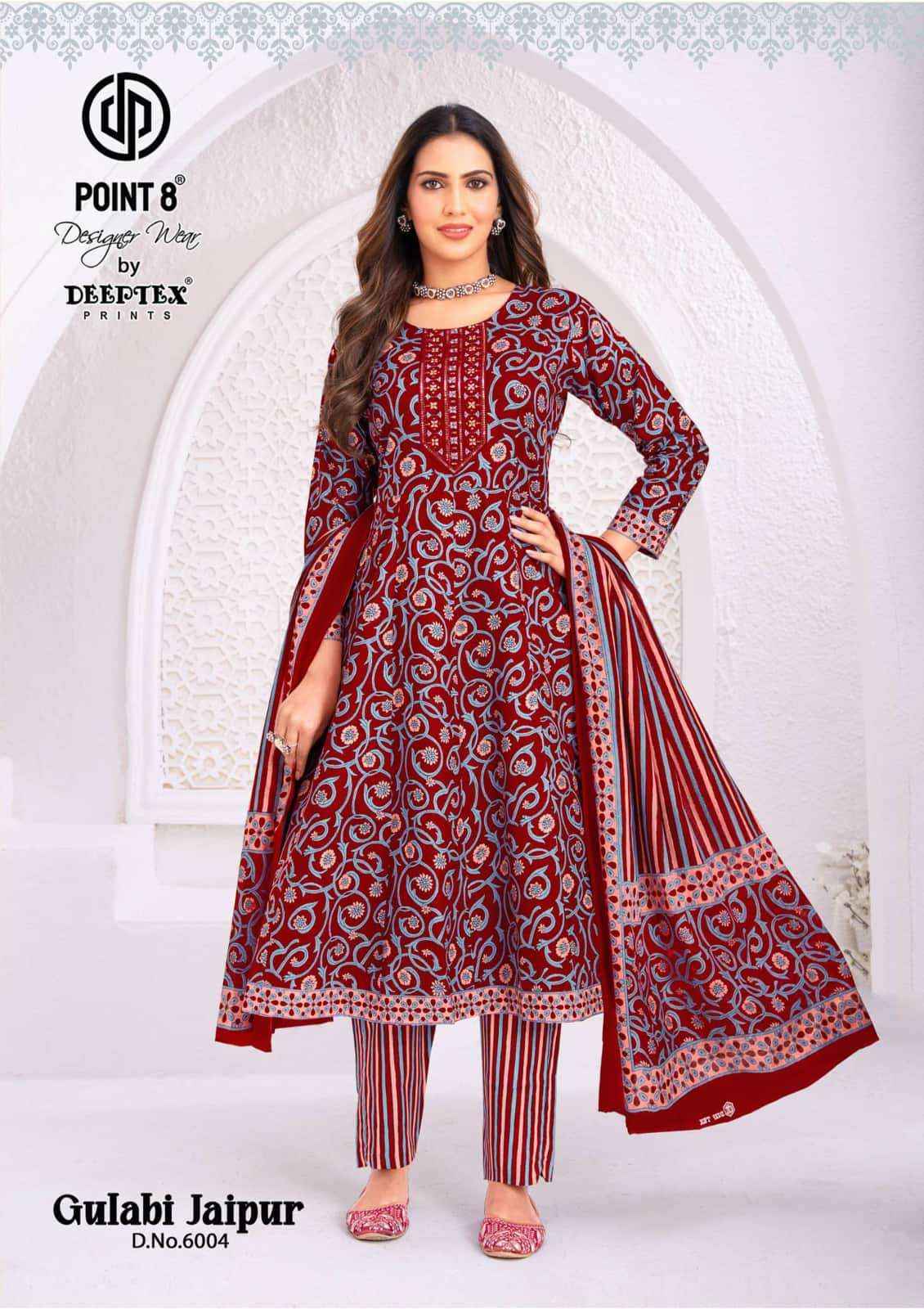 Deeptex Gulabi Jaipur Vol 6 Cotton Anarkali Suits Surat Wholesale Dealer ( 8 Pcs Catalogue )