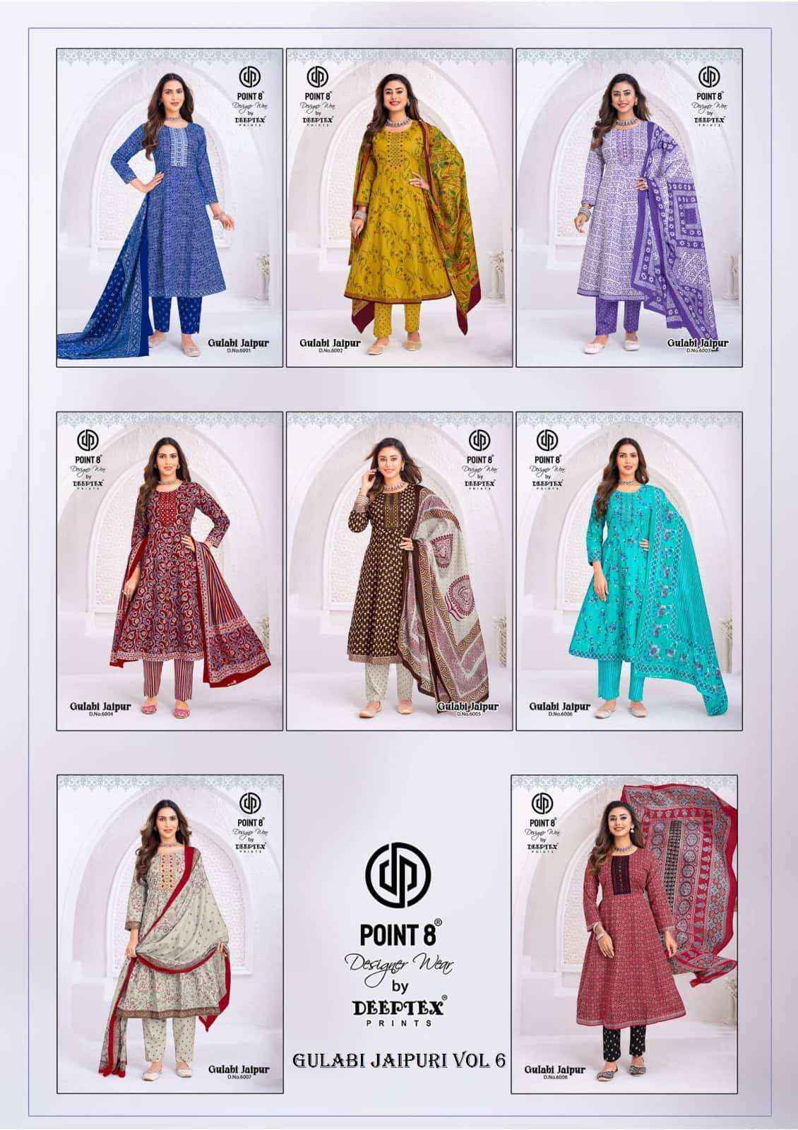 Deeptex Gulabi Jaipur Vol 6 Cotton Anarkali Suits Surat Wholesale Dealer ( 8 Pcs Catalogue )