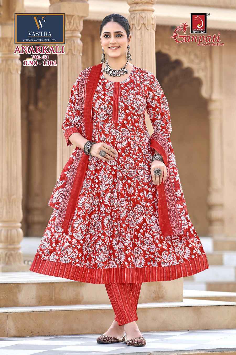 Ganpati Anarkali Vol 13 Readymade Cotton Dress _ Surat Wholesale Market Price ( 12 Pcs Catalog )