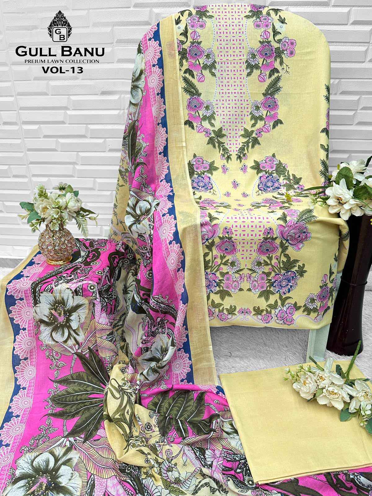 Gull Aahmed Gull Banu Vol 13 Cambric Cotton Salwar Kameez Wholesale Price ( 6 Pcs Catalog )