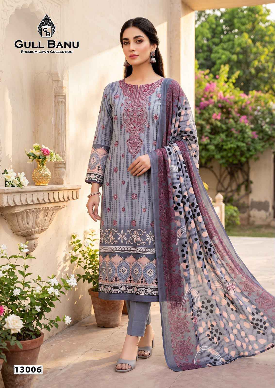 Gull Aahmed Gull Banu Vol 13 Cambric Cotton Salwar Kameez Wholesale Price ( 6 Pcs Catalog )