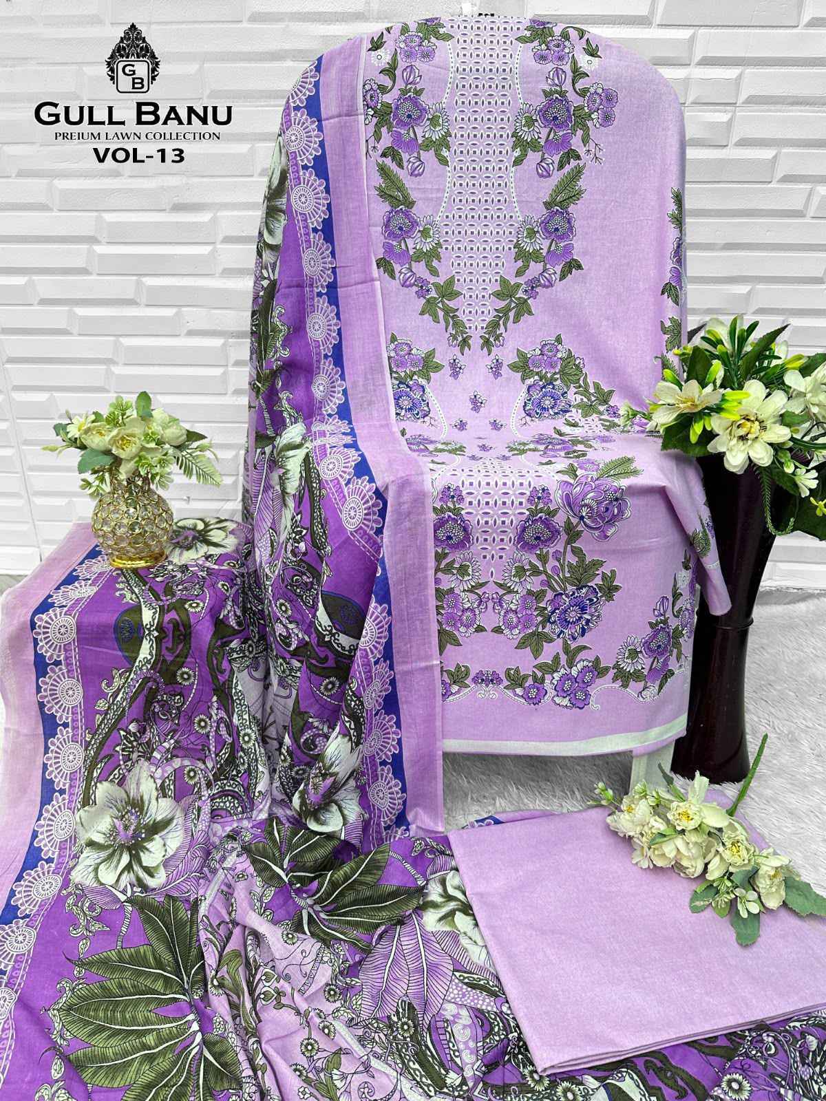 Gull Aahmed Gull Banu Vol 13 Cambric Cotton Salwar Kameez Wholesale Price ( 6 Pcs Catalog )