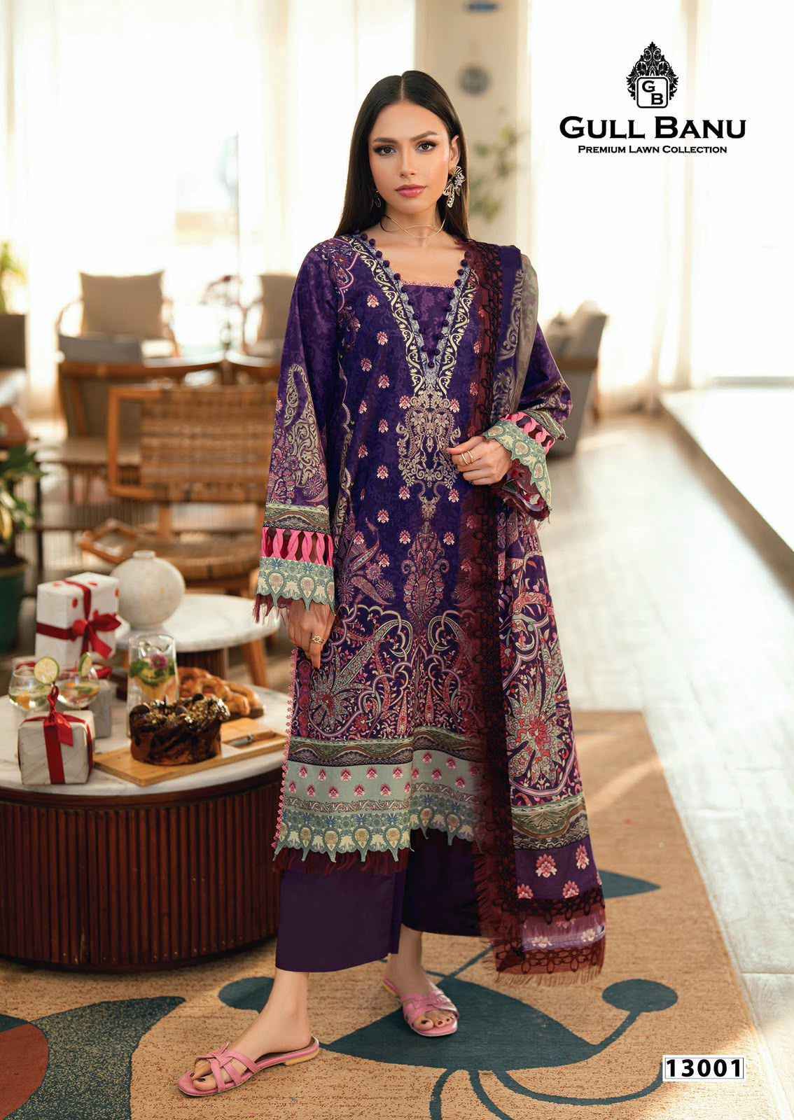 Gull Aahmed Gull Banu Vol 13 Cambric Cotton Salwar Kameez Wholesale Price ( 6 Pcs Catalog )