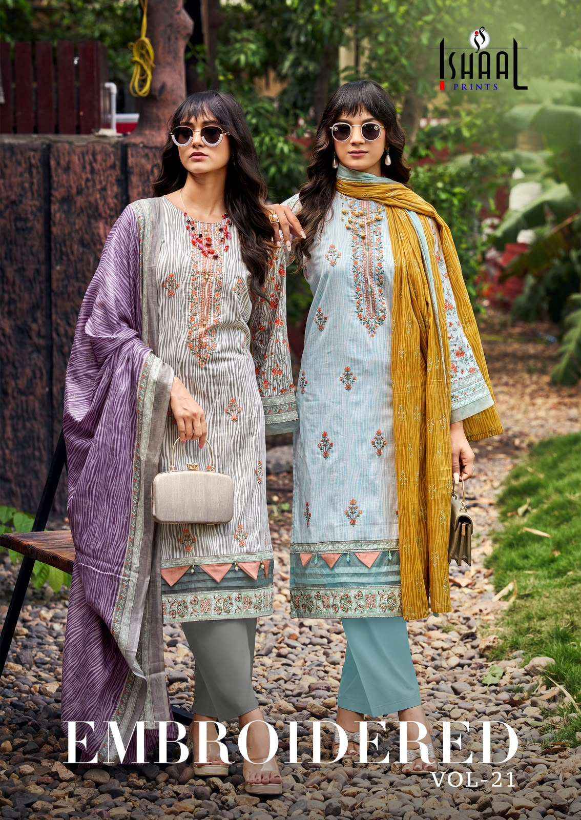 Ishaal Embroidered Vol 21 Lawn Cotton Dress Material Wholesale Price ( 10 pcs Catalogue )