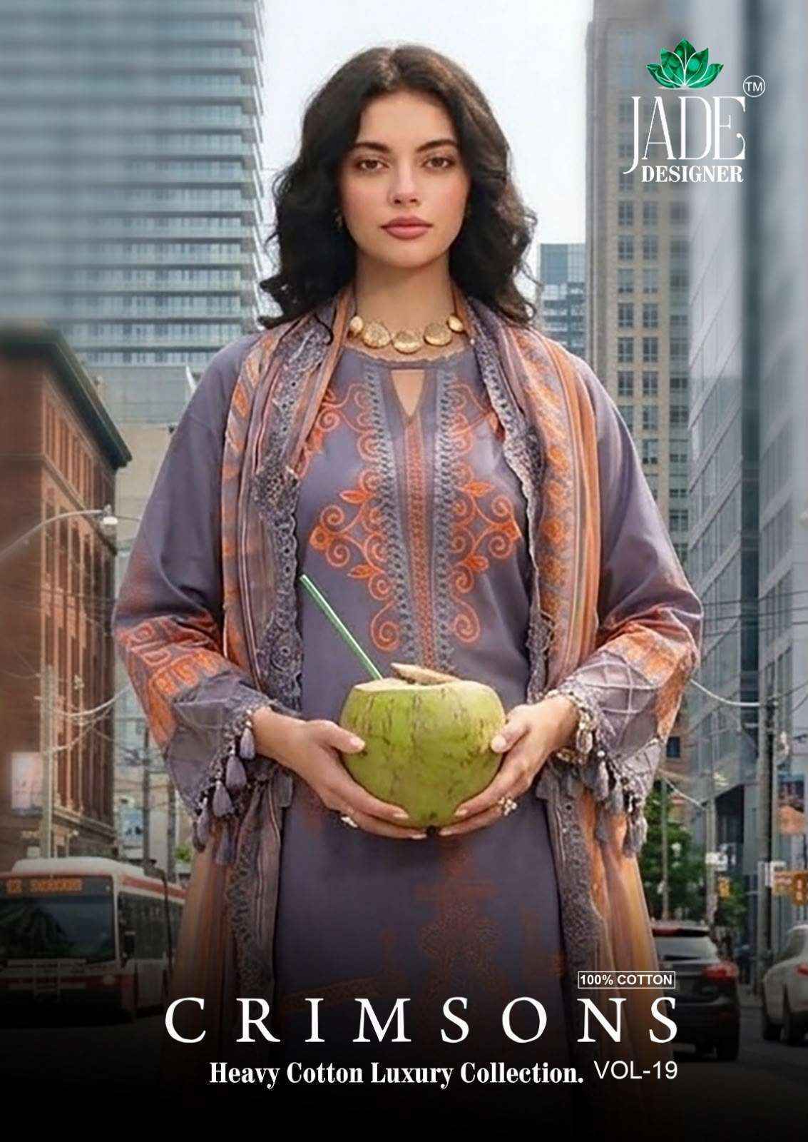 Jade Crimsons Vol 19 Lawn Cotton Salwar Suit _ Surat Wholesale Market Price ( 6 Pcs Catalog )