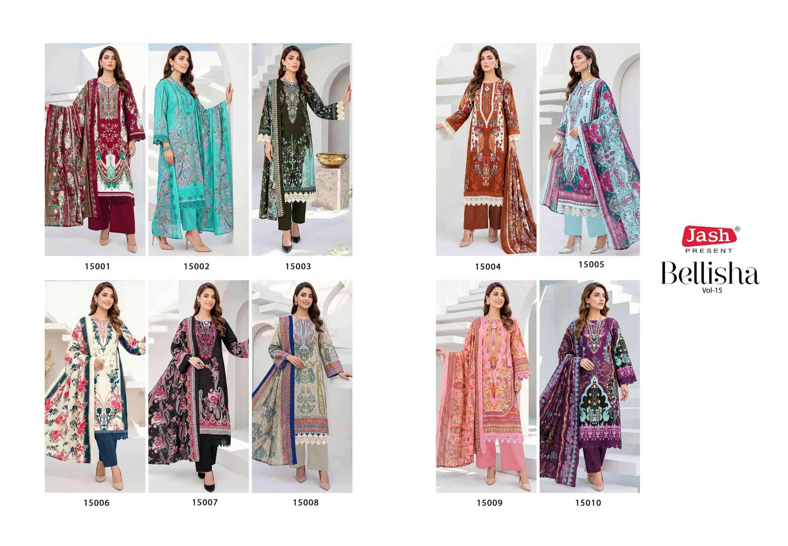 Jash Bellisha Vol 15 Premium Cotton Salwar Kameez _ Surat Wholesale Market Price ( 10 Pcs Catalog )