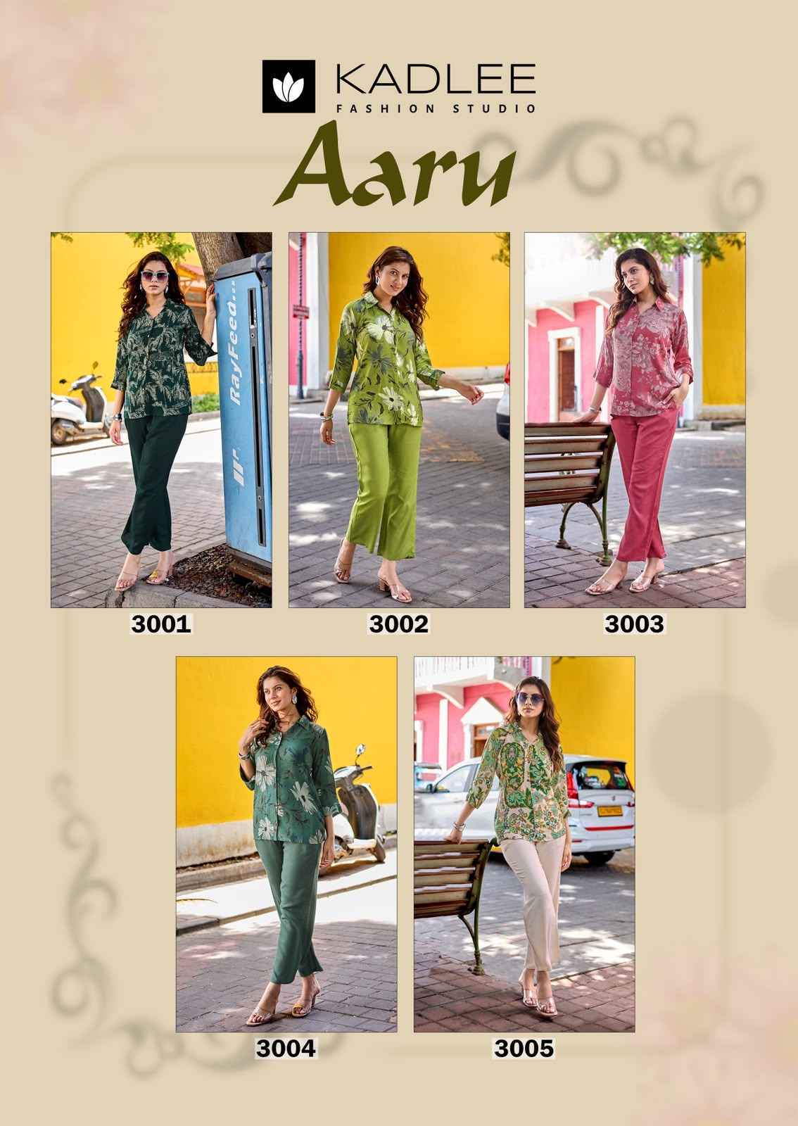 Kadlee Aaru Rayon Top With Bottom Surat Wholesale Market ( 5 pcs Catalogue )