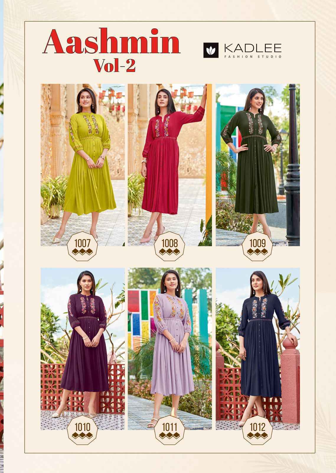 Kadlee Ashmin Vol 2 Wrinkle Rayon Long Kurti Collection _ Surat Wholesale Market Price ( 6 Pcs Catalog )
