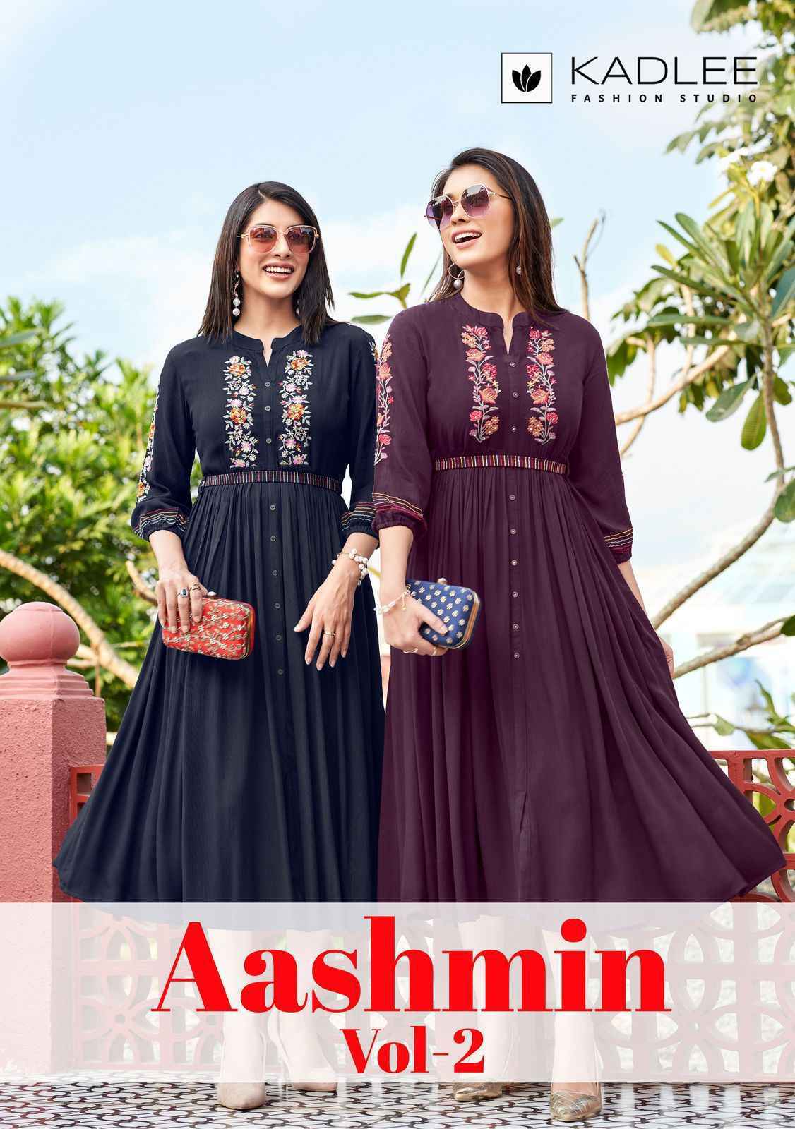 Kadlee Ashmin Vol 2 Wrinkle Rayon Long Kurti Collection _ Surat Wholesale Market Price ( 6 Pcs Catalog )