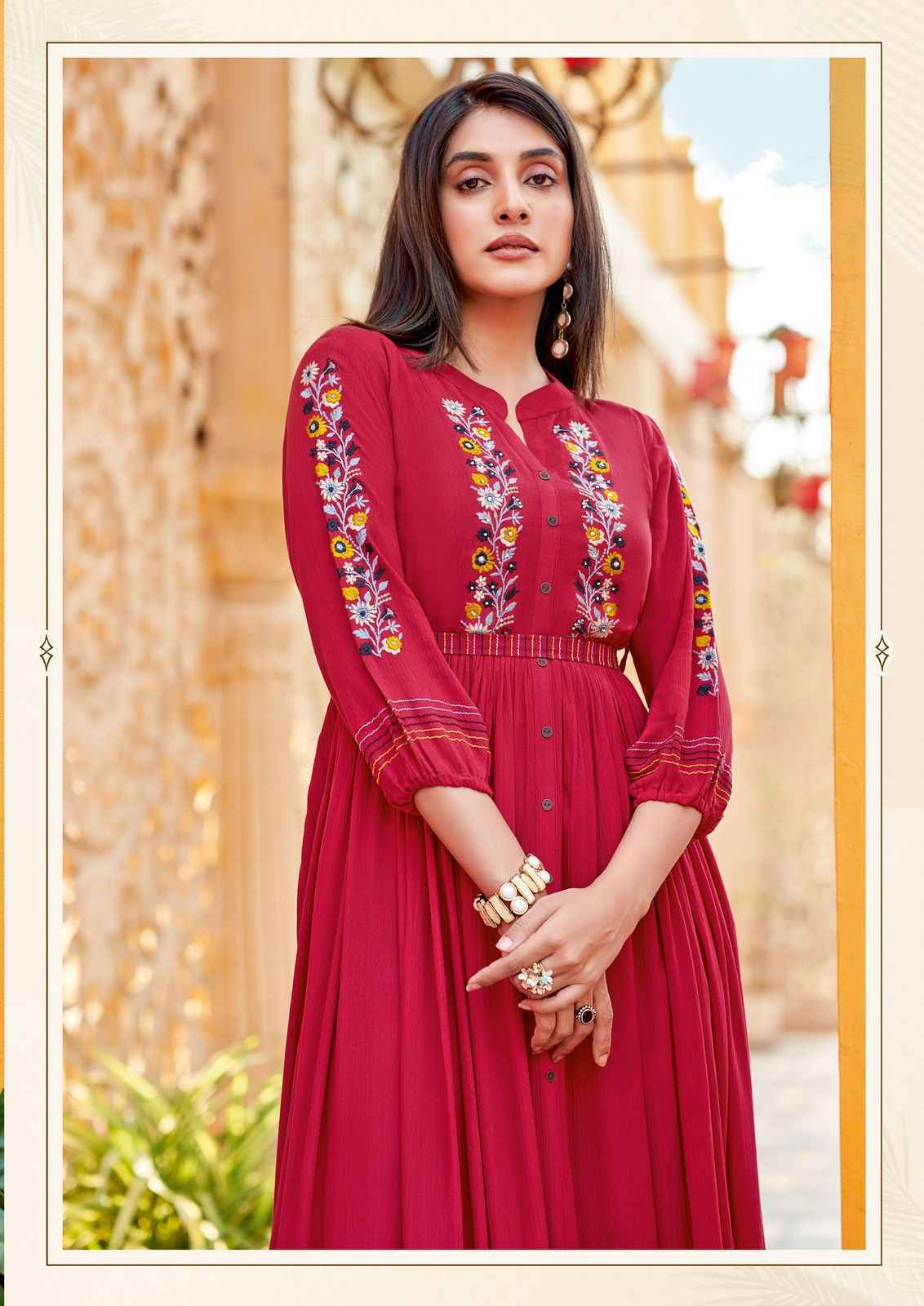 Kadlee Ashmin Vol 2 Wrinkle Rayon Long Kurti Collection _ Surat Wholesale Market Price ( 6 Pcs Catalog )