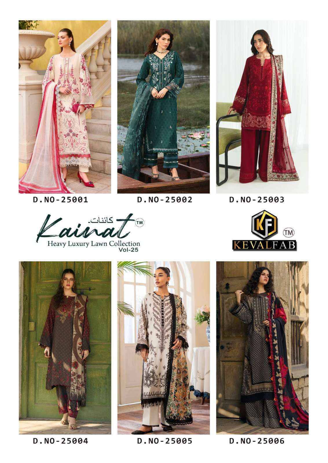 Keval Fab Kainat Vol 25 Readymade Karachi Pakistani Suits Wholesale Price ( 6 Pcs Catalogue )