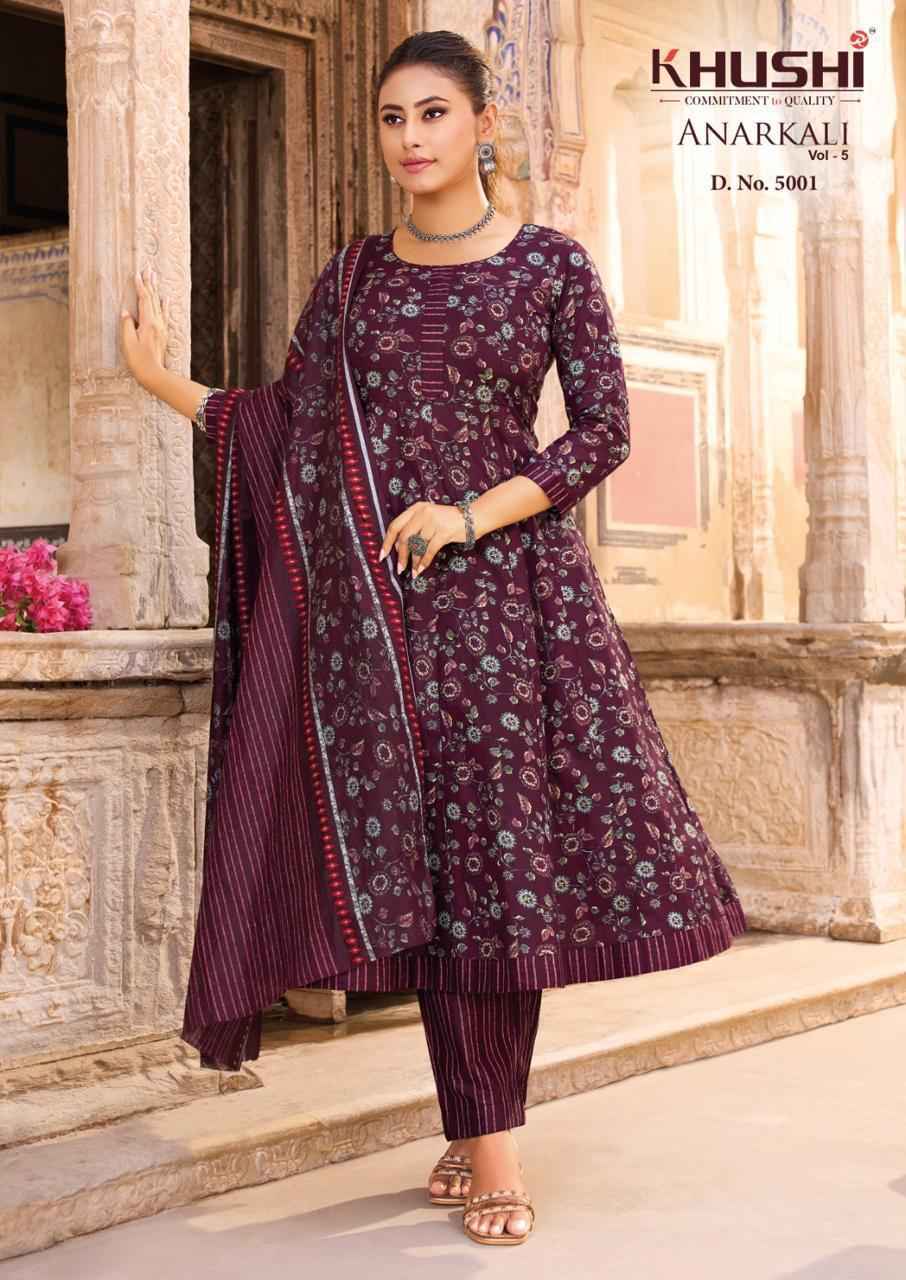 Khushi Anarkali Vol 5 Cotton Kurti Combo Set _ Surat Wholesale Market Price ( 8 Pcs Catalog )