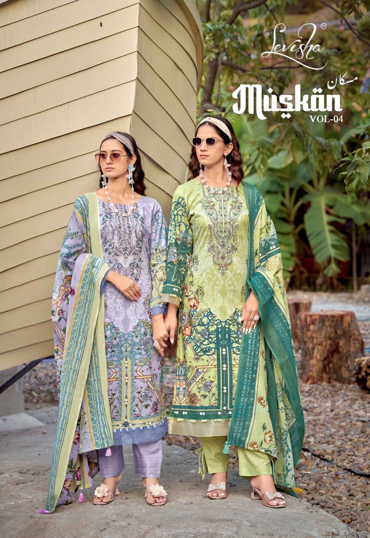 Levisha Muskan Vol 4 Cotton Salwar Kameez  _ Surat Wholesale Market Rate ( 8 Pcs Catalog ) 