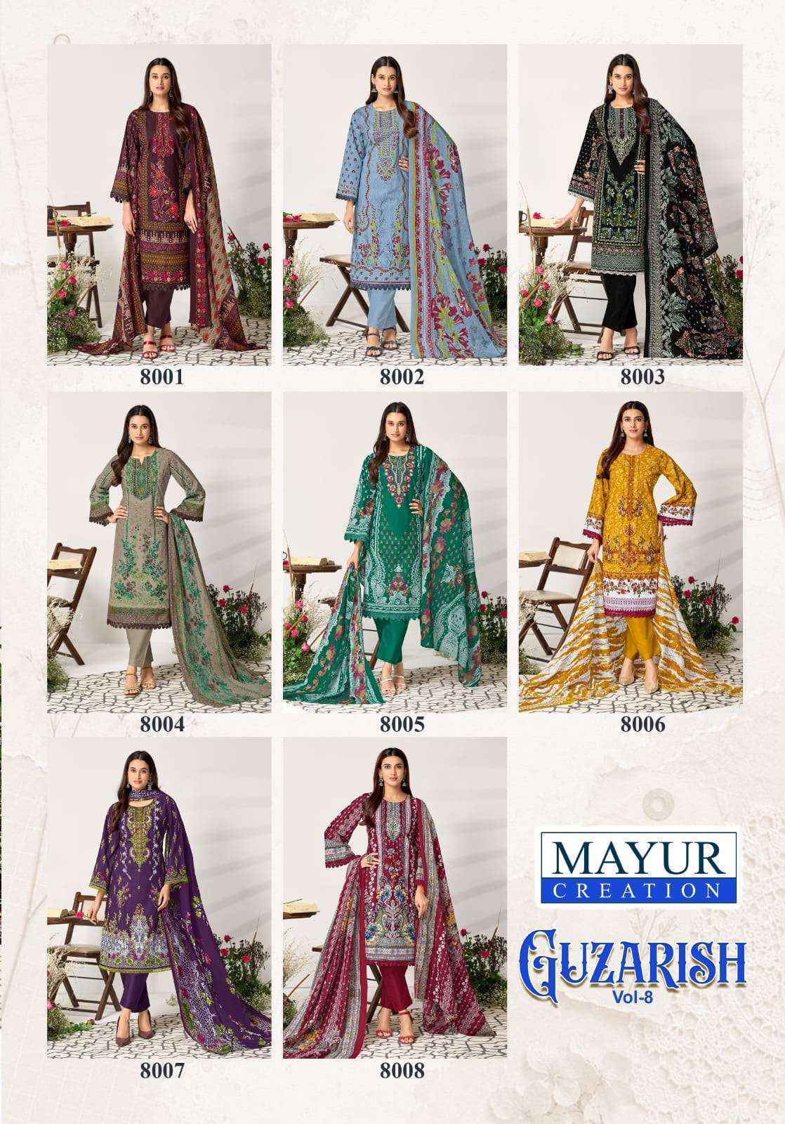 Mayur Creation Guzarish Vol 8 Cotton Dress Material Wholesale Market Surat ( 8 pcs Catalogue )