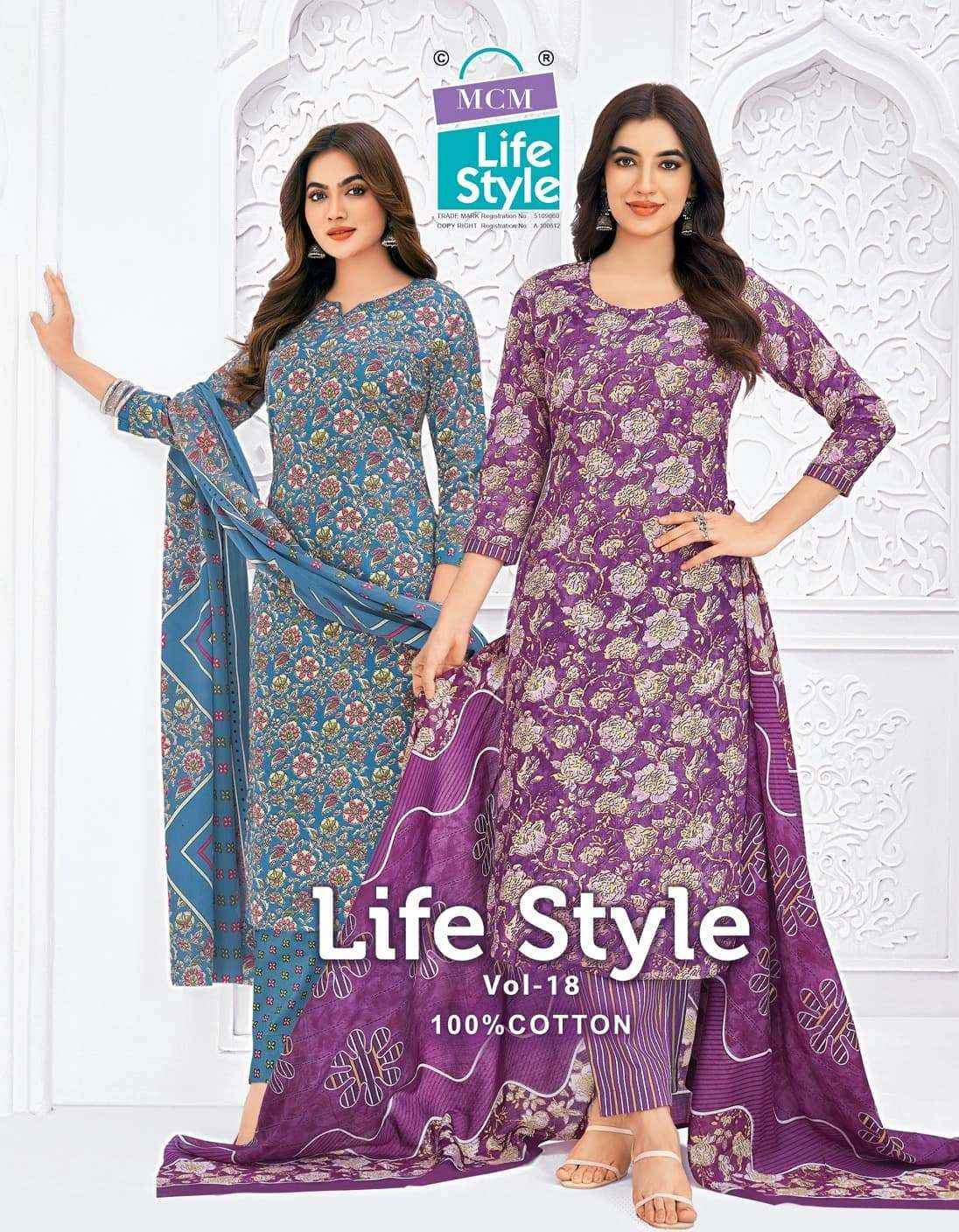 Mcm Life Style Vol 18 Pure Cotton Readymade Suits Wholesale Price ( 12 Pcs Catalogue )