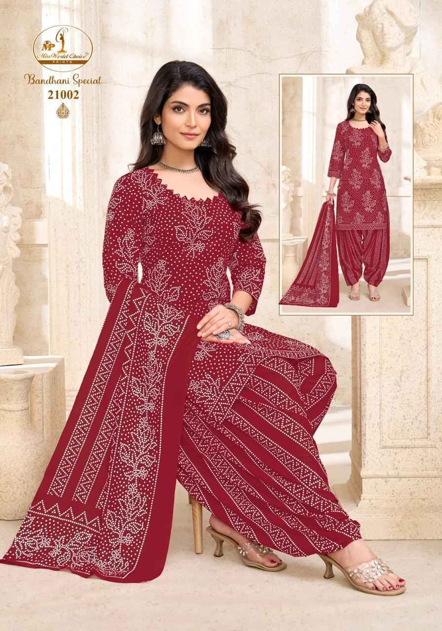 Miss World Choice Bandhni Special Vol 21 Cotton Salwar Kameez _ Surat Wholesale Market Price ( 10 Pcs Catalog )