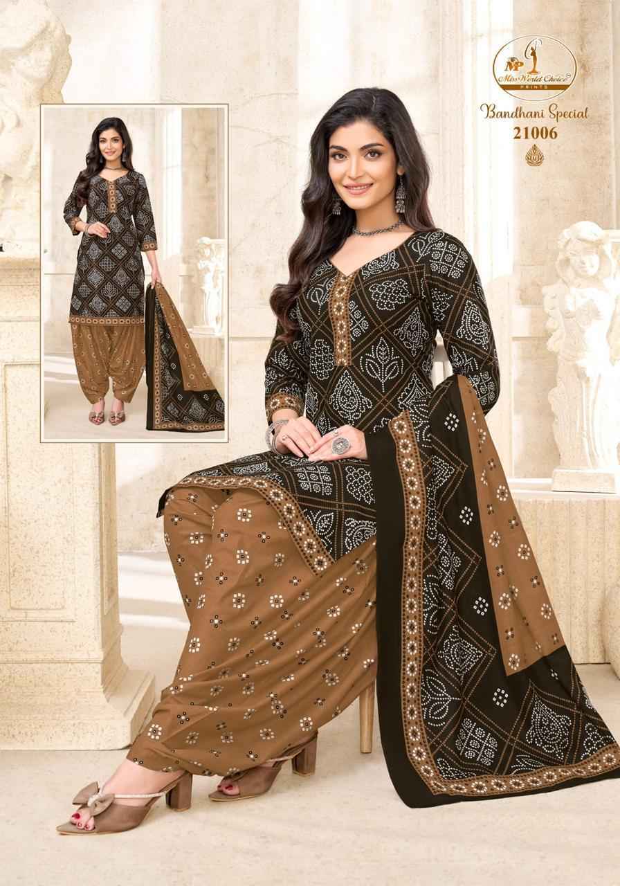 Miss World Choice Bandhni Special Vol 21 Cotton Salwar Kameez _ Surat Wholesale Market Price ( 10 Pcs Catalog )