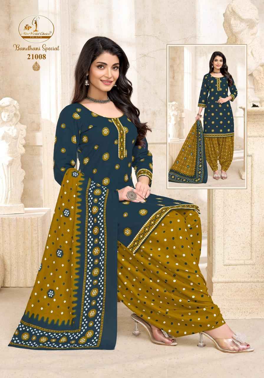 Miss World Choice Bandhni Special Vol 21 Cotton Salwar Kameez _ Surat Wholesale Market Price ( 10 Pcs Catalog )