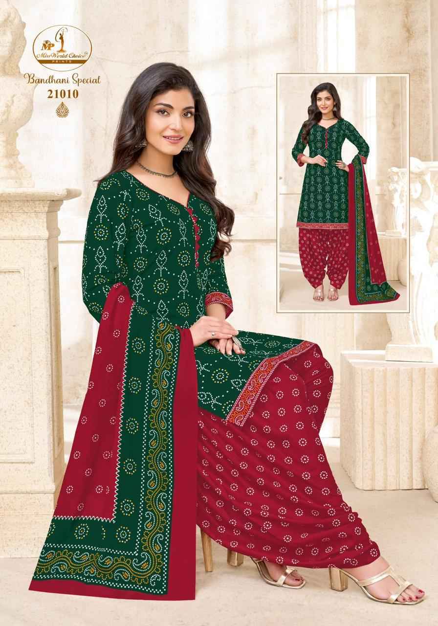Miss World Choice Bandhni Special Vol 21 Cotton Salwar Kameez _ Surat Wholesale Market Price ( 10 Pcs Catalog )