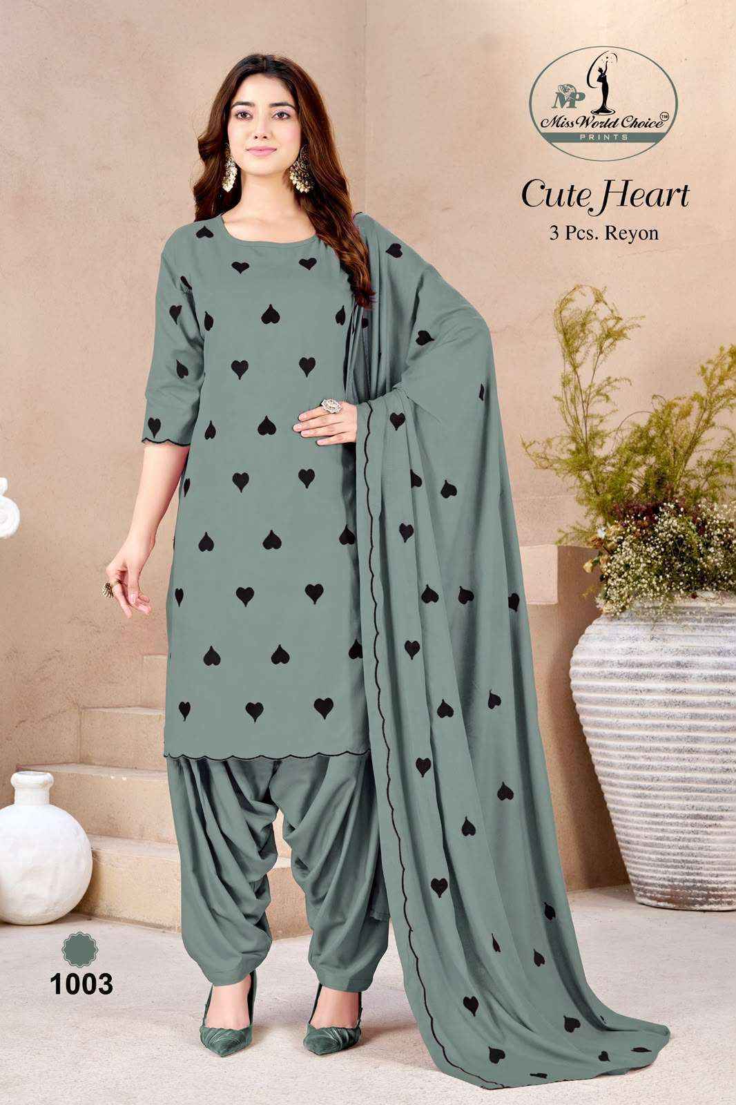 Miss World Choice Cute Heart Vol 1 Rayon Dress Material Surat Wholesale ( 5 pcs Catalogue )