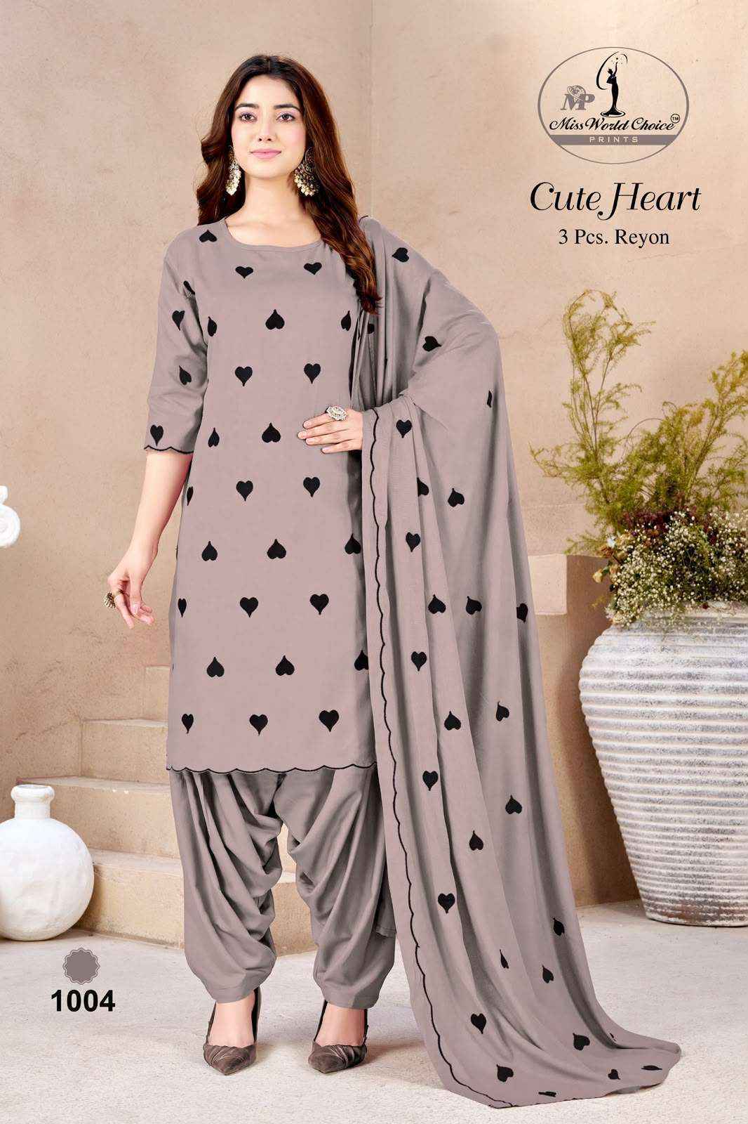 Miss World Choice Cute Heart Vol 1 Rayon Dress Material Surat Wholesale ( 5 pcs Catalogue )