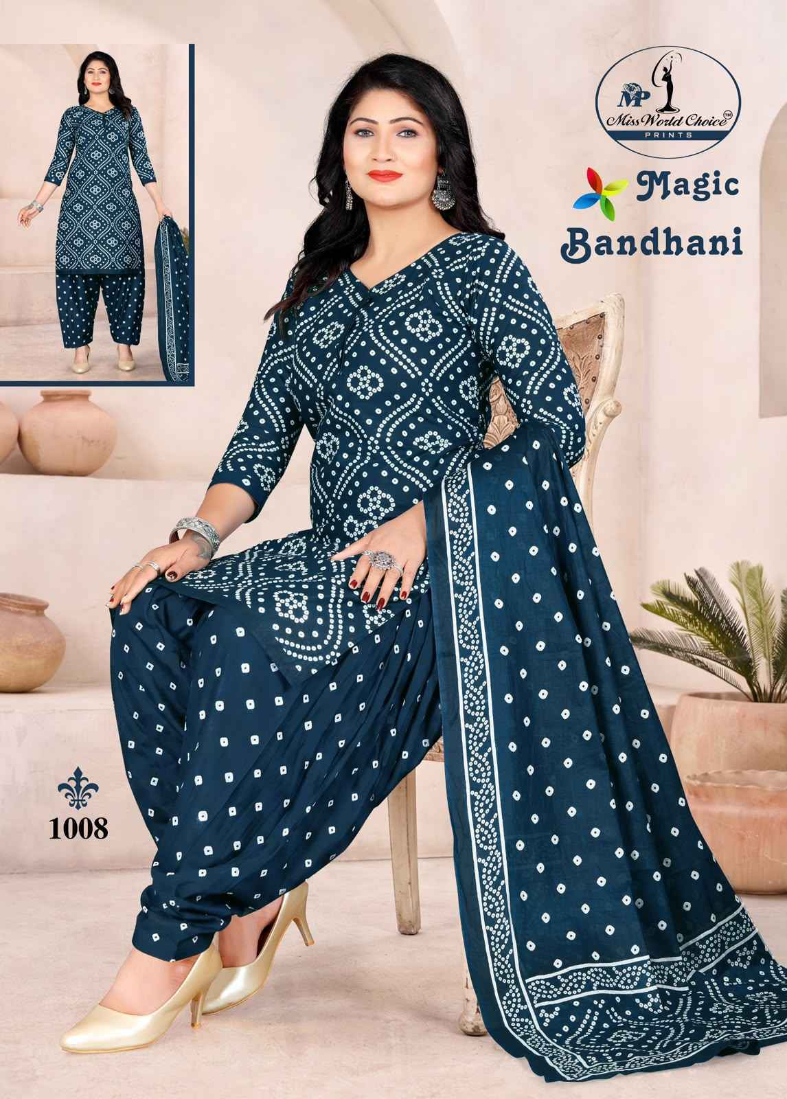 Miss World Choice Magic Bandhni Vol 1 Cotton Radymade Suits ( 10 pcs Catalogue )