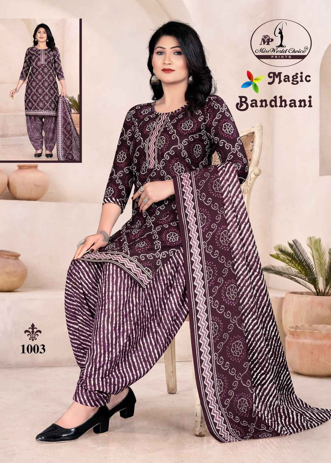 Miss World Choice Magic Bandhni Vol 1 Cotton Radymade Suits ( 10 pcs Catalogue )