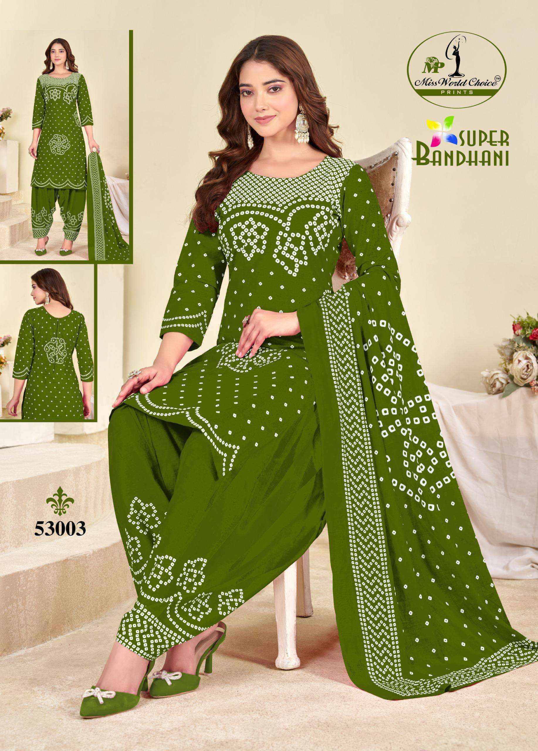 Miss World Choice Super Bandhani Vol 53 Cotton Salwar Kameez _ Surat Wholesale Market Price ( 10 Pcs Catalog )