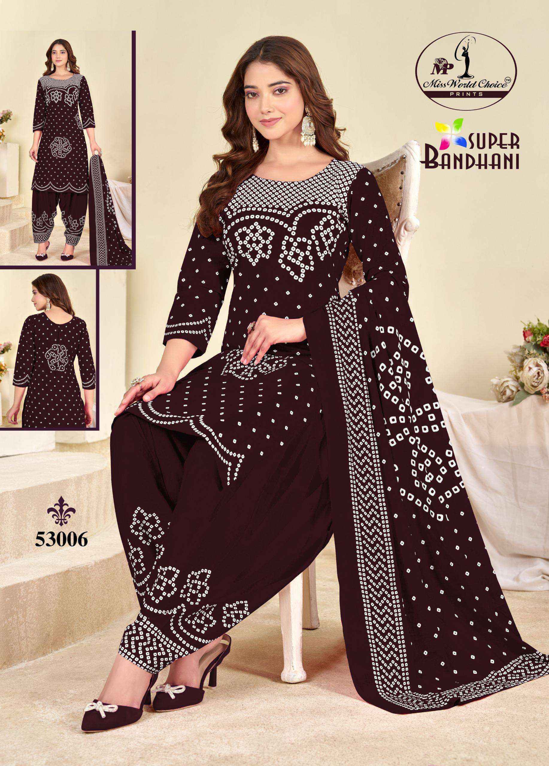 Miss World Choice Super Bandhani Vol 53 Cotton Salwar Kameez _ Surat Wholesale Market Price ( 10 Pcs Catalog )