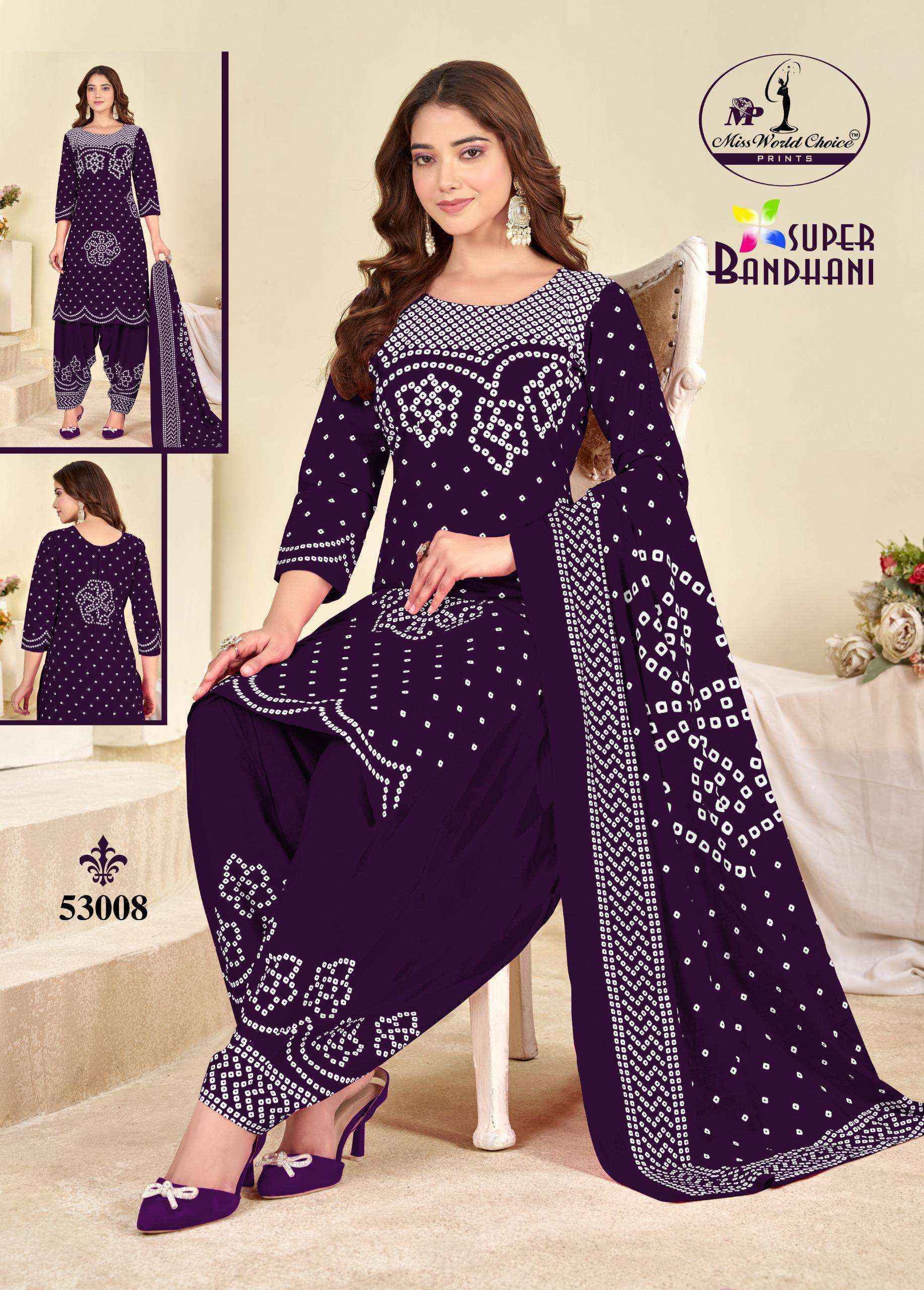 Miss World Choice Super Bandhani Vol 53 Cotton Salwar Kameez _ Surat Wholesale Market Price ( 10 Pcs Catalog )