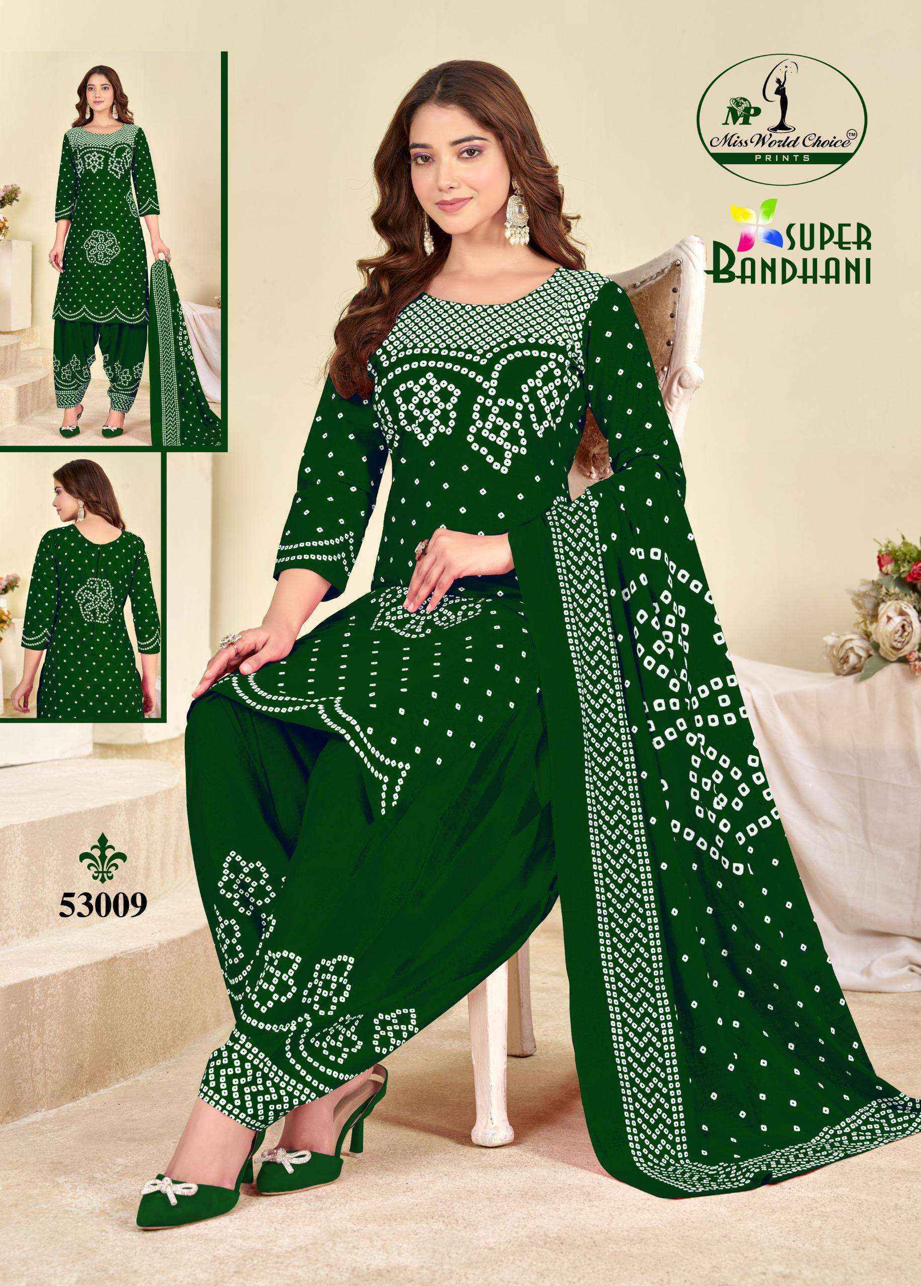 Miss World Choice Super Bandhani Vol 53 Cotton Salwar Kameez _ Surat Wholesale Market Price ( 10 Pcs Catalog )