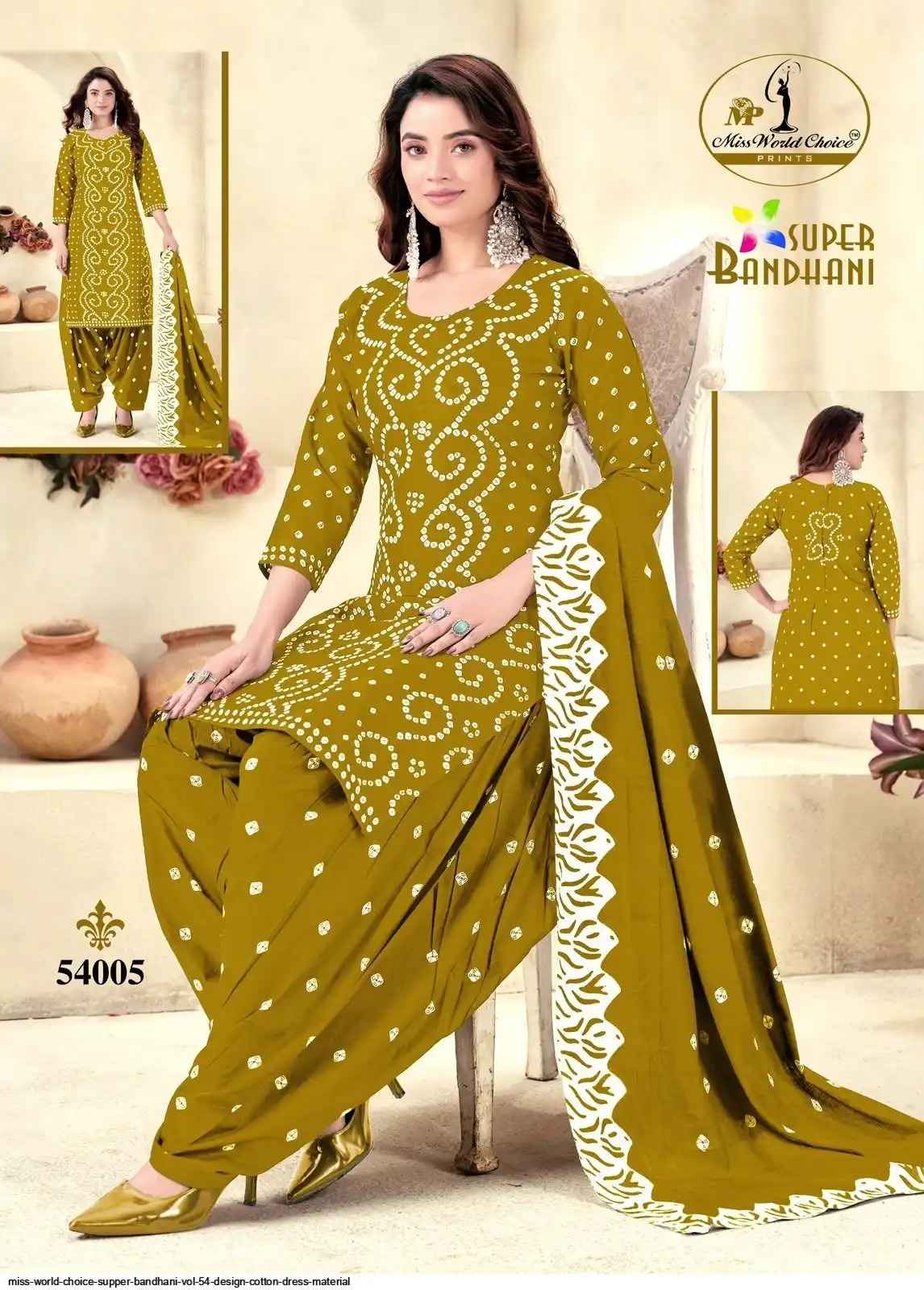 Miss World Choice Super Bandhani Vol 54 Cotton Salwar Kameez Wholesale Price ( 10 Pcs Catalogue )