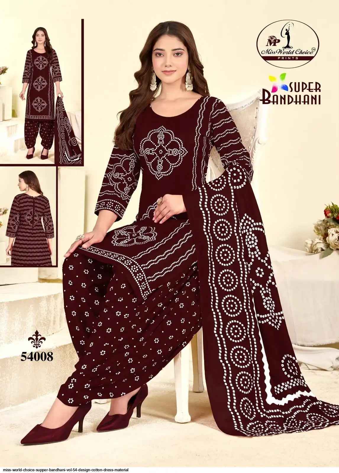 Miss World Choice Super Bandhani Vol 54 Cotton Salwar Kameez Wholesale Price ( 10 Pcs Catalogue )