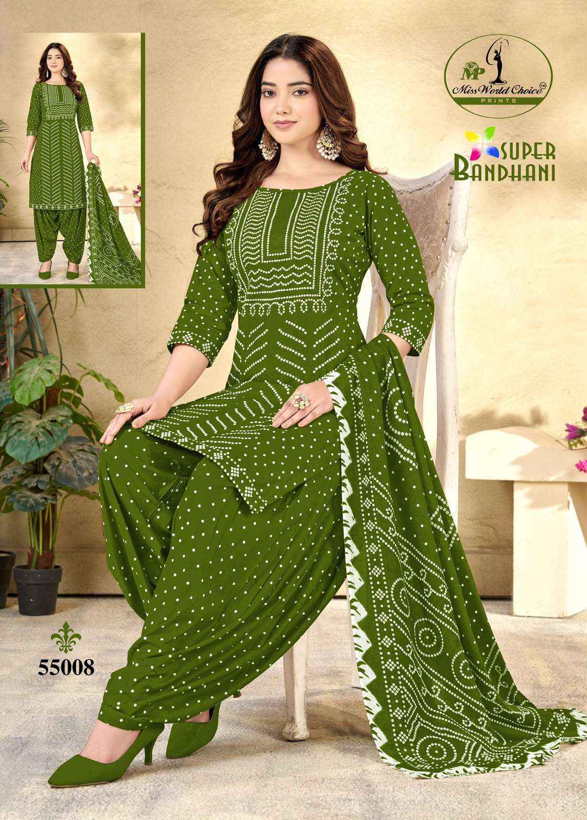 Miss World Choice Super Bandhani Vol 55 Cotton Salwar Suit _ Surat Wholesale Market Price ( 10  Pcs Catalog )