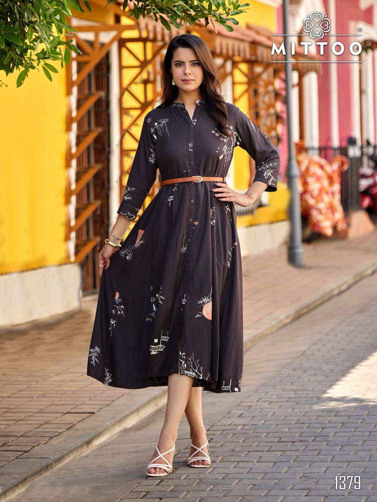 MITTOO BELT VOL 27 RAYON PRINT FANCY WESTERN STYLE LADIES GOWN _ SURAT WHOLESALE TEXTELI PRICE ( 6 PCS CATALOG )