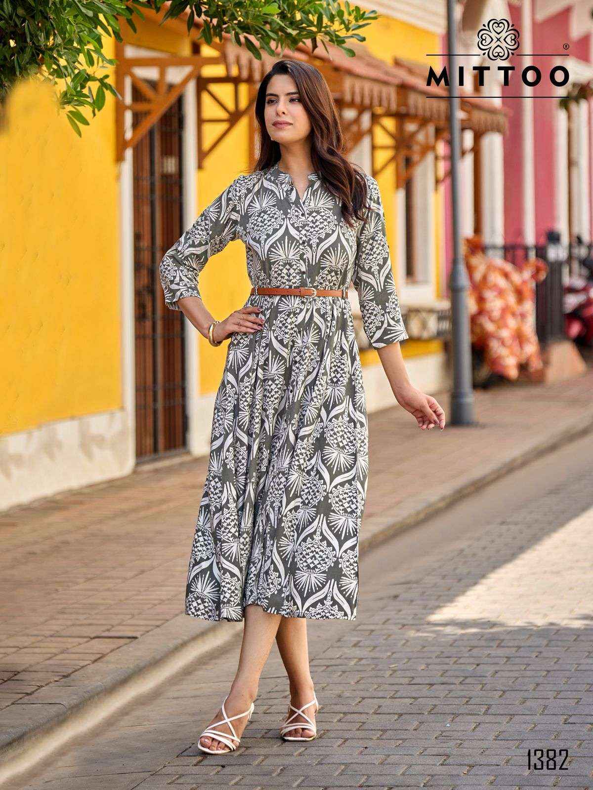 MITTOO BELT VOL 27 RAYON PRINT FANCY WESTERN STYLE LADIES GOWN _ SURAT WHOLESALE TEXTELI PRICE ( 6 PCS CATALOG )
