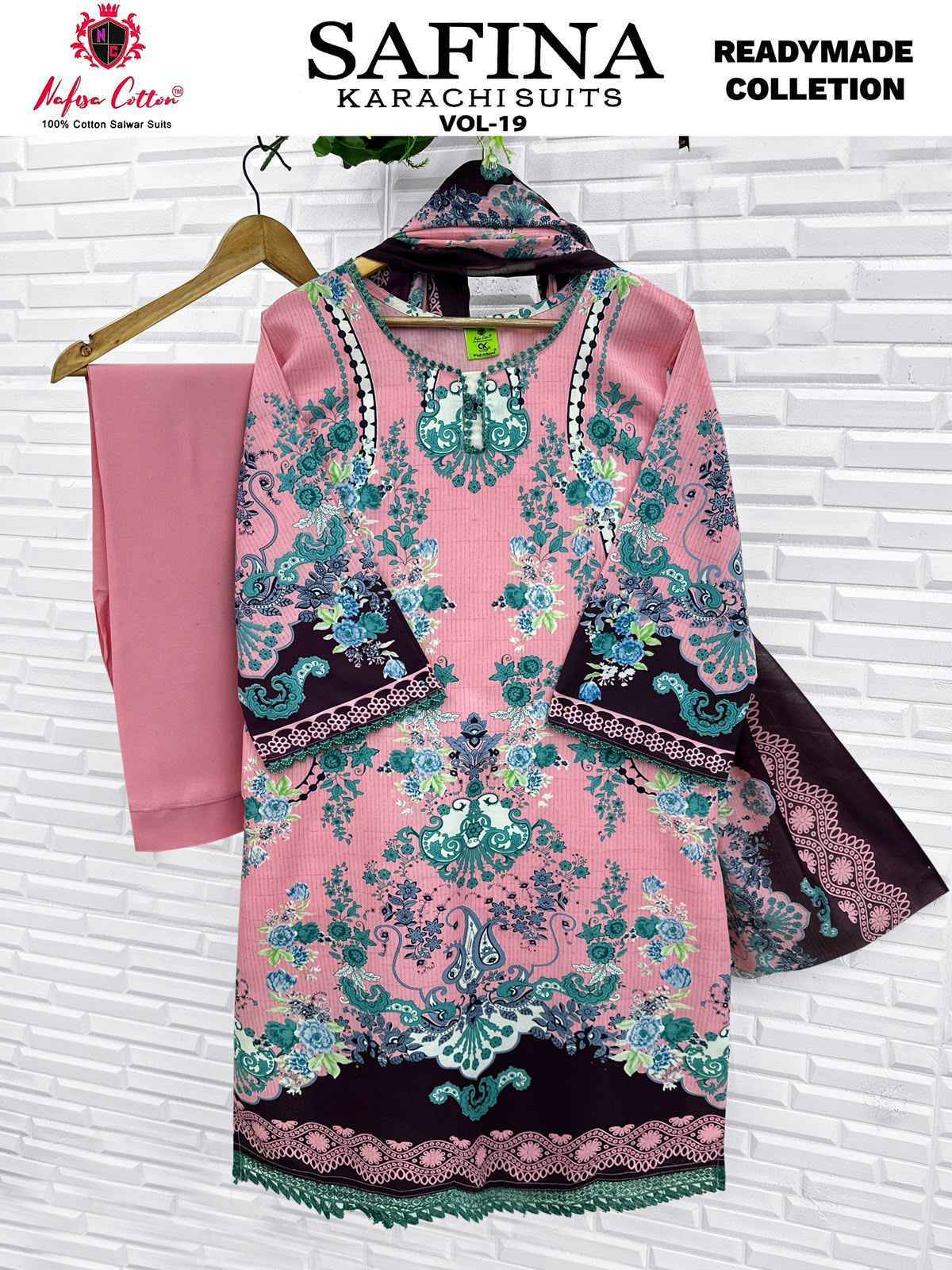 Nafisa Cotton Safina Vol 19 Readymade Cotton Suit _ Surat Wholesale Market Rate ( 6 Pcs Catalog )
