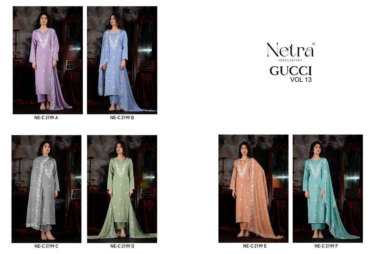 Netra Gucci Vol 13 Premium Wear Cotton Salwar Kameez _  Wholesale Surat Market Price ( 6 Pcs Catalog )