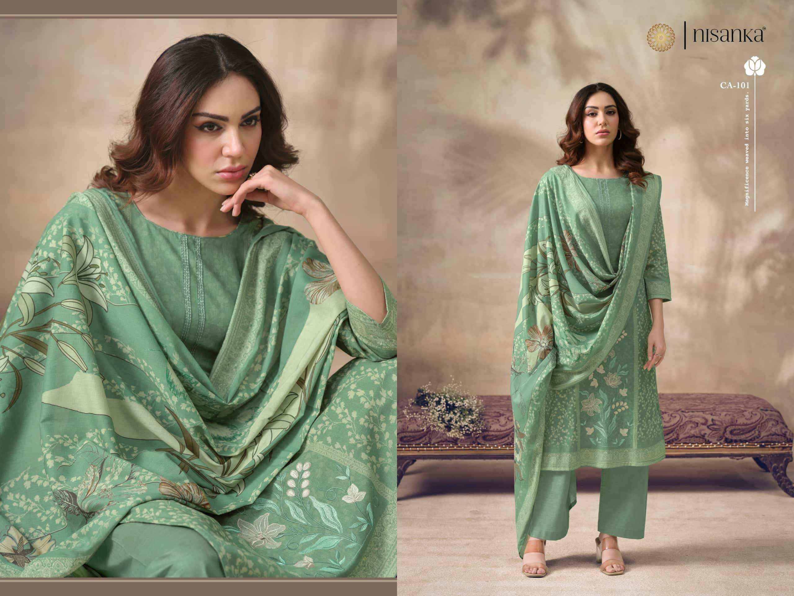 Nisanka Cashmere Vol 6 Exclusive Designs Ladies Salwar Suit _ Surat Wholesale Market Price ( 4 Pcs Catalog )