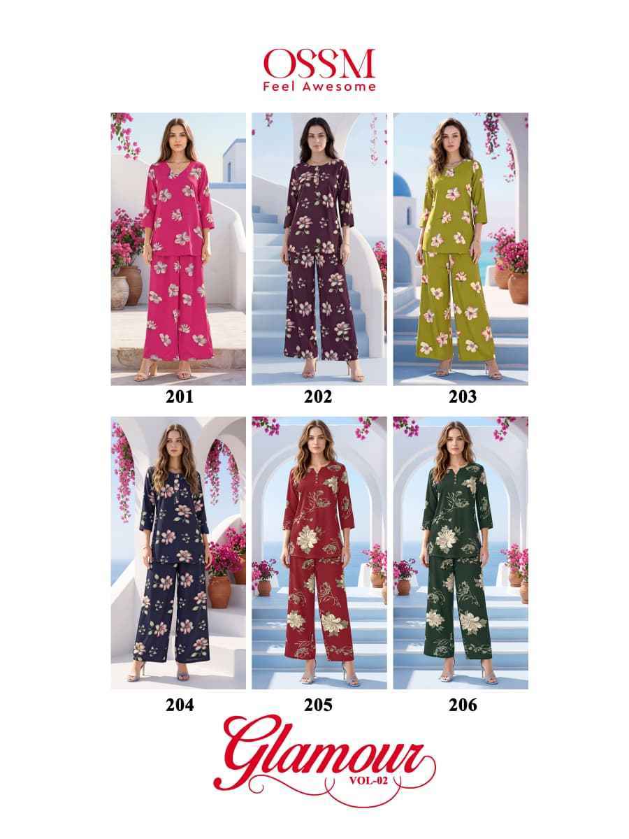 Ossm Glamour Vol 2 Reyon Top With Plazzo Wholesale Price ( 6 pcs Catalogue )
