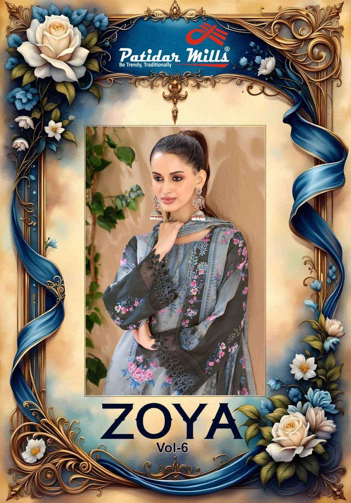 Patidar Mills Zoya Vol 6 Readymade Karachi Suit _ Surat Wholesale Market Price ( 8 Pcs Catalog )
