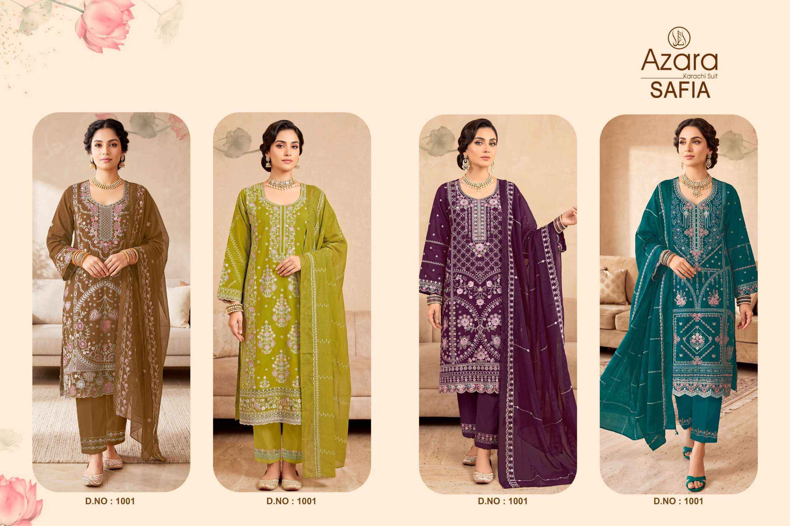Radhika Fashion Azara Safia Lawn Cotton Dress Material Wholesale Price ( 4 pcs Catalog )