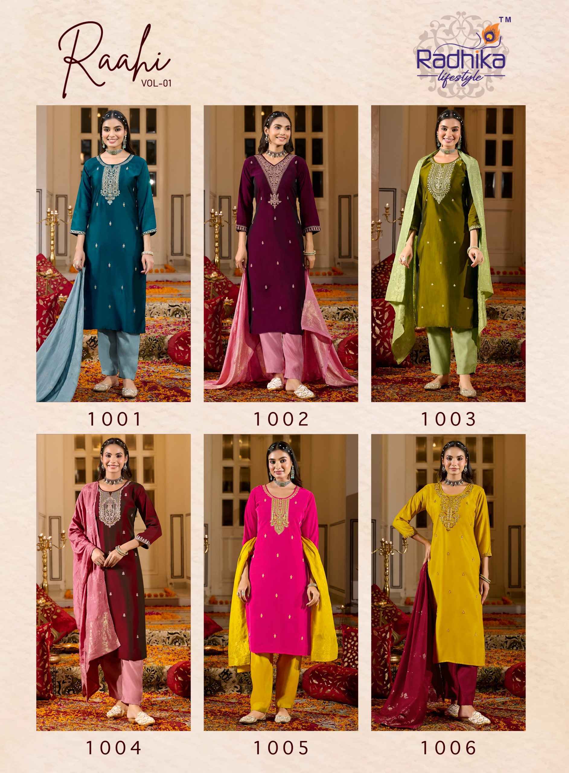 Radhika Lifestyle Rahi Vol 1 Rangeela Silk Readymade Suits - Wholesale Supplier ( 6 pcs Catalogue )