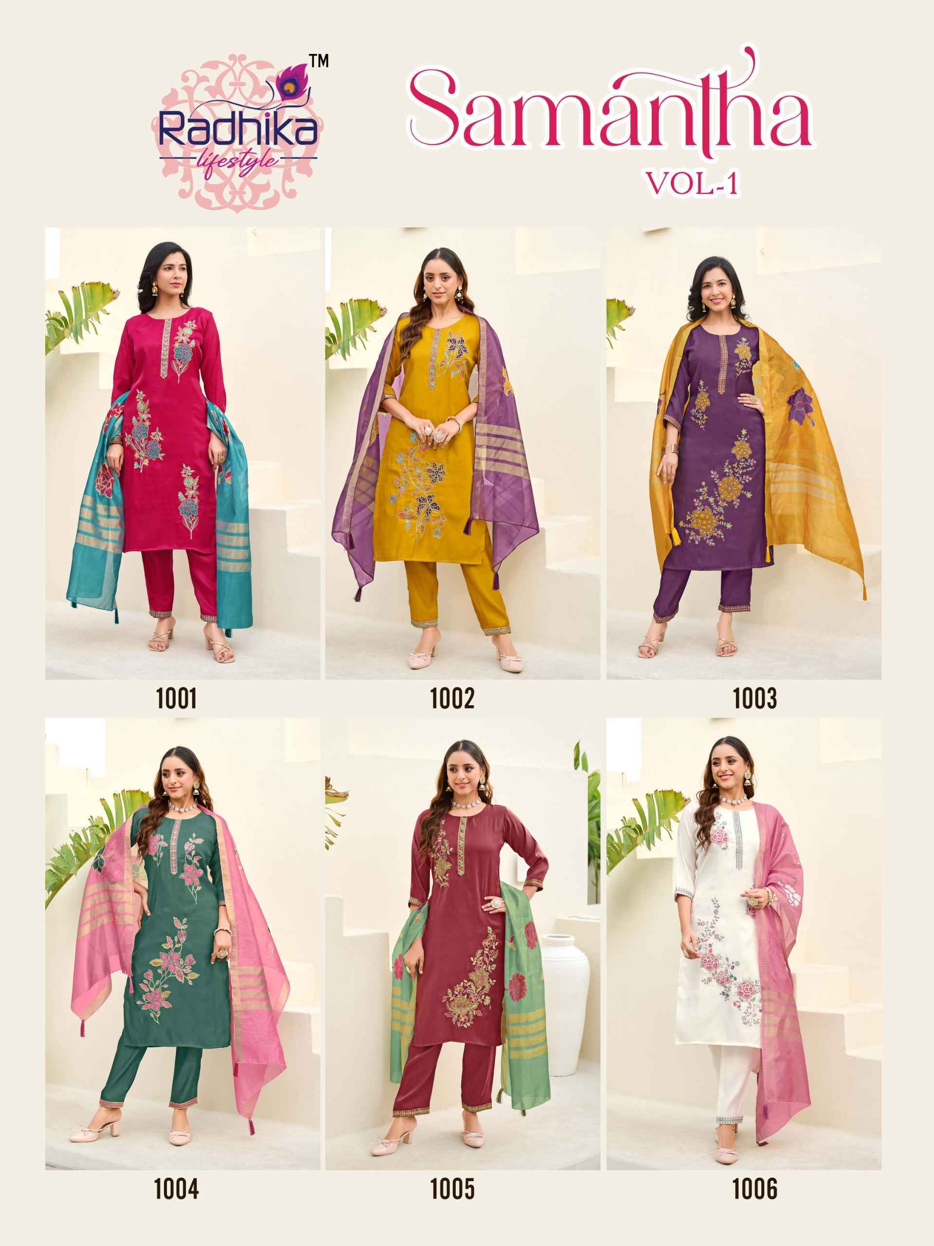 Radhika Lifestyle Samantha Vol 1 Roman Glass Kurti Combo Collection ( 6 Pcs Catalog )